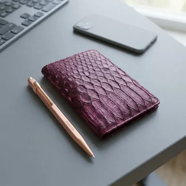 Trixi Gronau Garcia, note pad case with pen holder, snake, aubergine, style