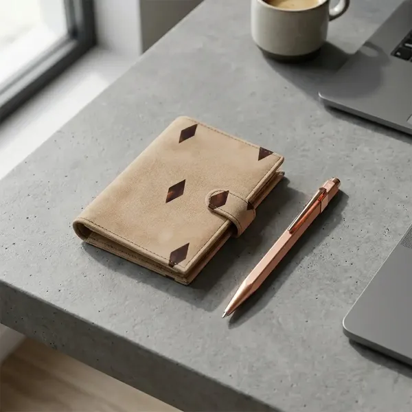 Trixi Gronau KIM, organizer xs, fine printed suede cognac-brown