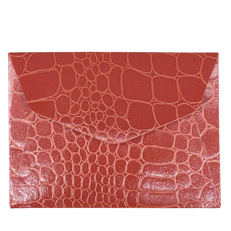 TRIXI GRONAU TESSA Croco orange mini envelope with glossy crocodile-style embossing