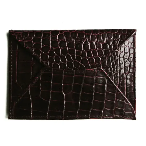 Trixi Gronau, MIRA, mini envelope for businesscards, calfskin crocodile pattern bordeaux