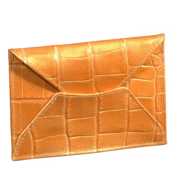 Trixi Gronau, MIRA, mini envelope for businesscards, fine printed calfskin, orange, front