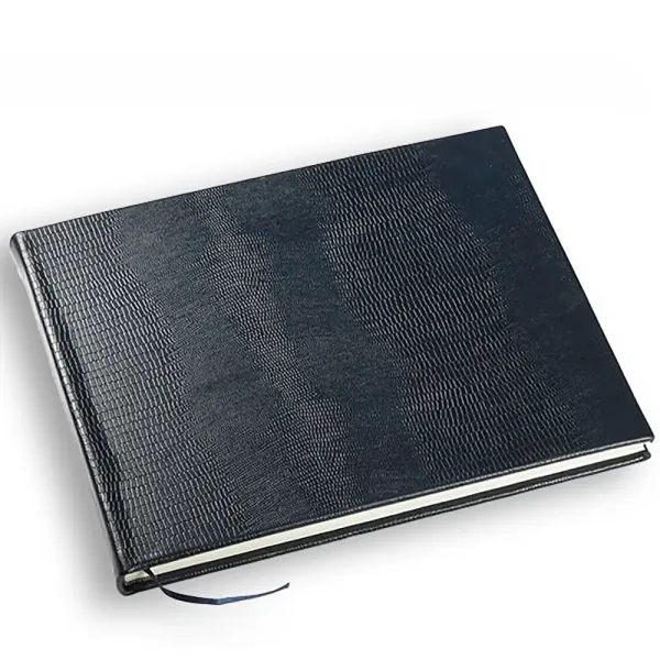 Nane, leather guestbook, lizard pattern blue, Trixi Gronau