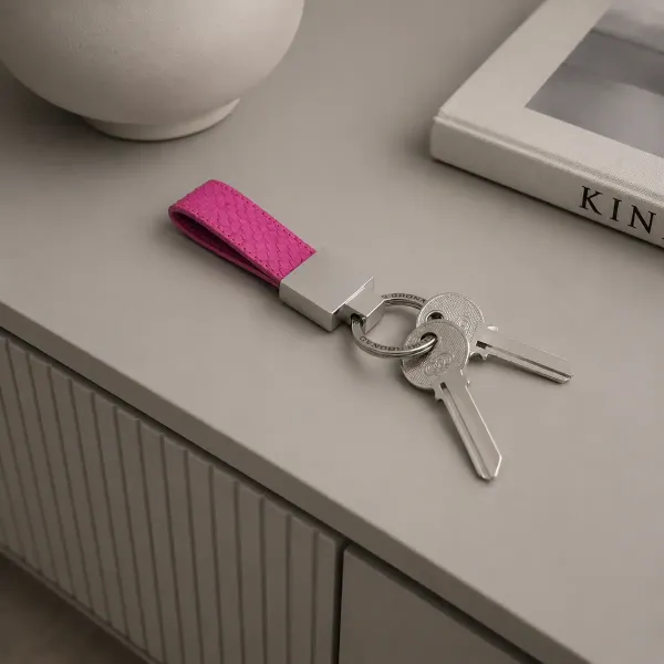 Trixi Gronau, key chain, Titus, snake leather,  pink, style