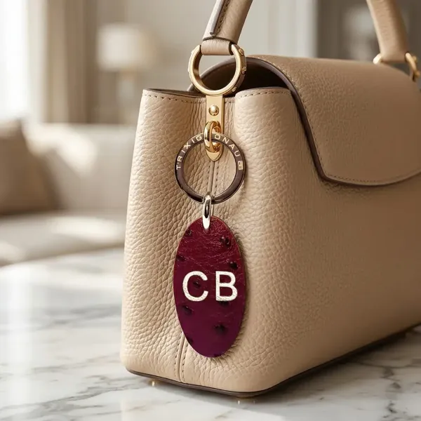 Trixi-Gronau Leder Schlüsselannhänger Urbany Straußenprägung aubergine, style tasche