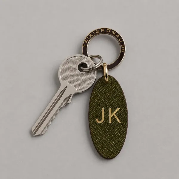 Trixi Gronau leather key fob Urbany Tejus Lizzard embossing olive, key