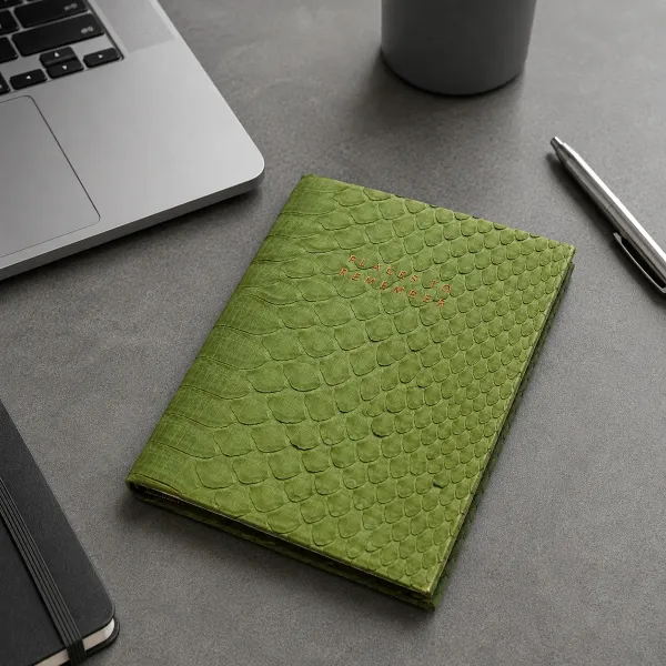 Notizbuch, Python olive gebunden, für Erinnerungen, Trixi Gronau, style