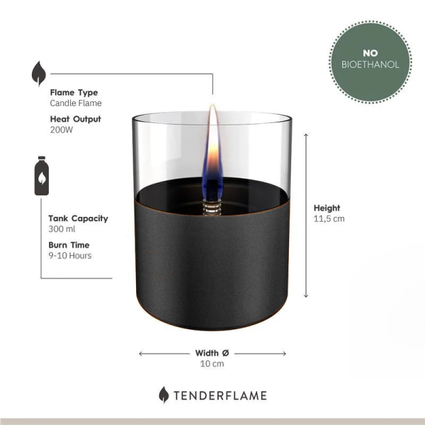 Tenderflame Kerze Lilly 10 schwarz Brennzeit
