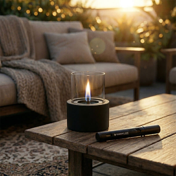 Tenderflame Kerze Lotus 12 schwarz Keramik, style