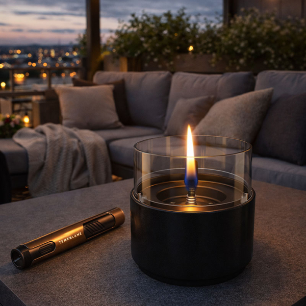 Tenderflame Kerze Cafe 14 MgO Keramik schwarz,style