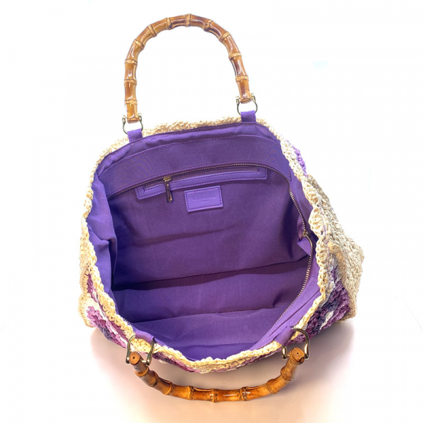 Trend tote, Carol, multicolore, gehäckelt, innensicht Textil