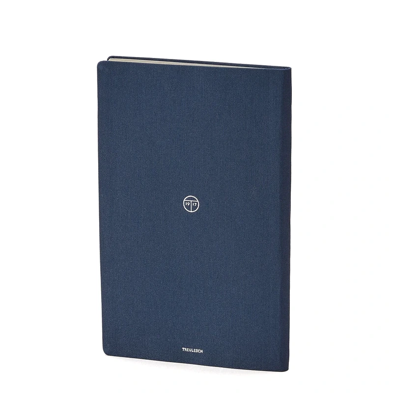 TREULEBEN Journal Refill M dotted in Dunkelblau, Rückseite mit TREULEBEN Prägung