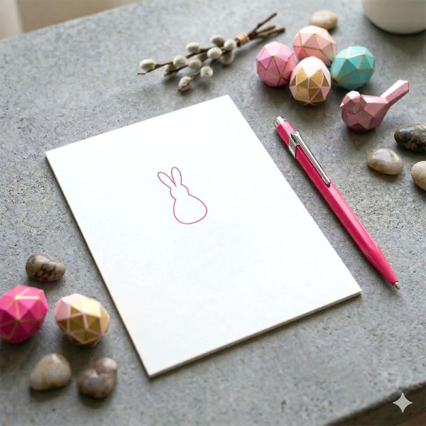 Trixi Gronau Easter Card Bunny outline pink, style