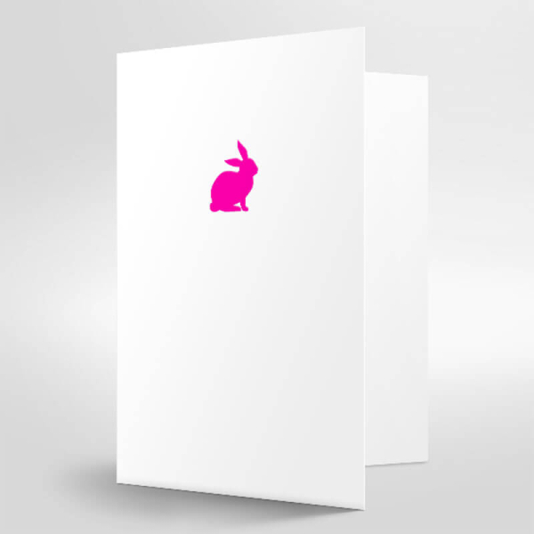 Trixi Gronau • Osterkarte Hase Neon pink, weiße Karte, Heißfolienprägung,