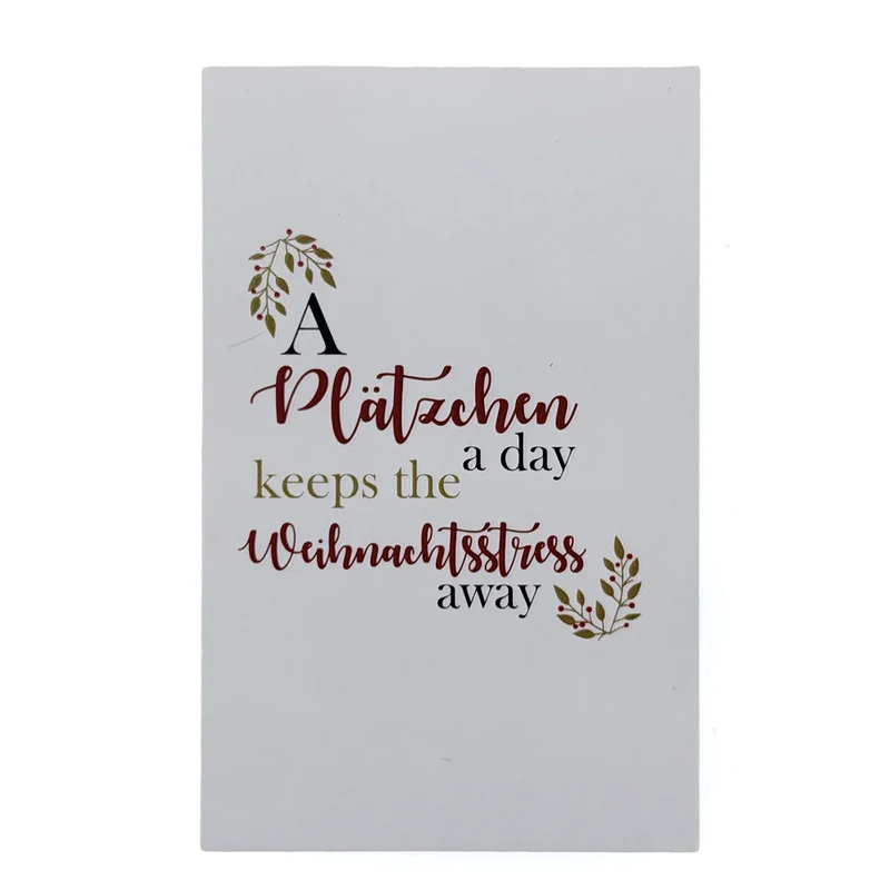 TRIXI GRONAU Mini-Weihnachtskarte A Plätzchen a Day mit rot-gold-schwarzer Schrift auf naturweißem Karton