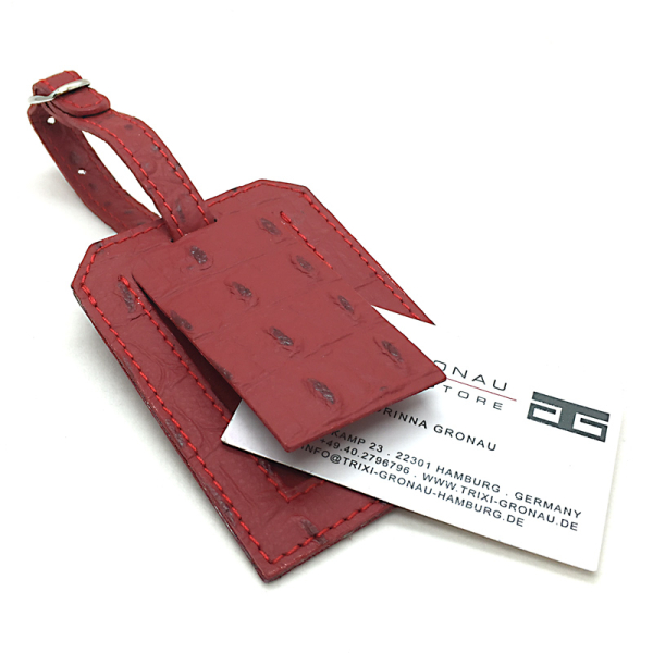 Trixi Gronau, Carry, luggage tag, leather red, , detail
