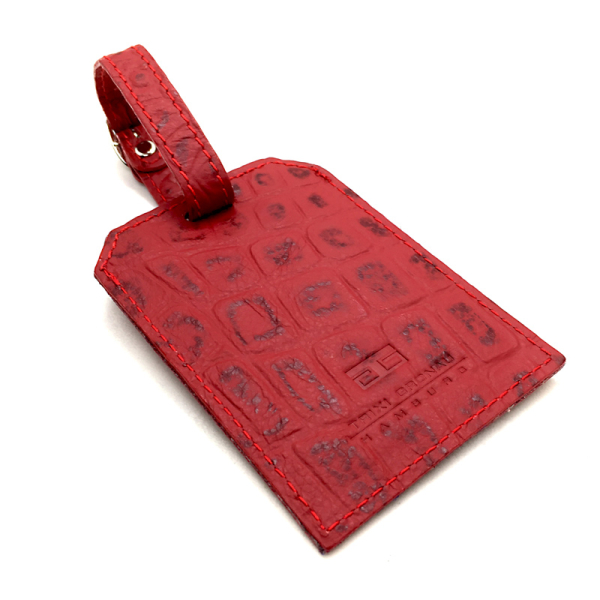 Trixi Gronau, Carry, luggage tag, leather red, back