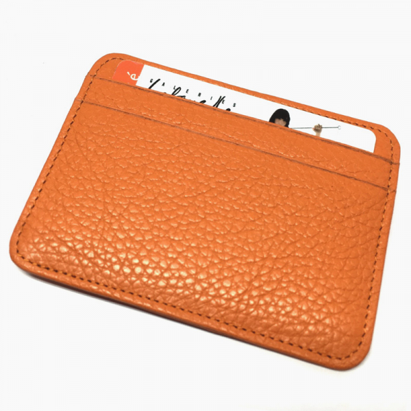 LASSE, 4 cc card case, fine calfskin, orange