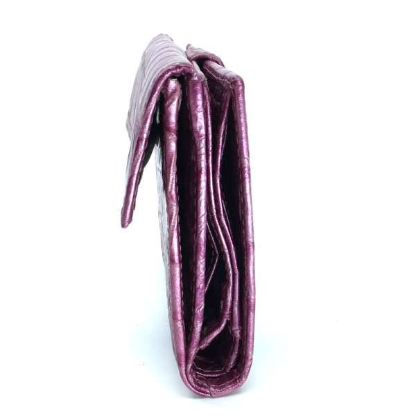 Trixi Gronau, Purse Nina, Leather, Color glossy pink, croco embossing , side