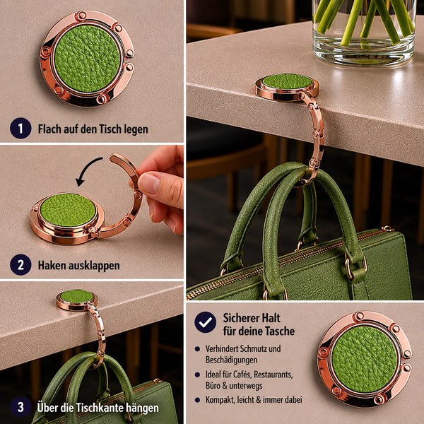 Trixi Gronau Taschenbutler ERIN rosegold Dollaro grün