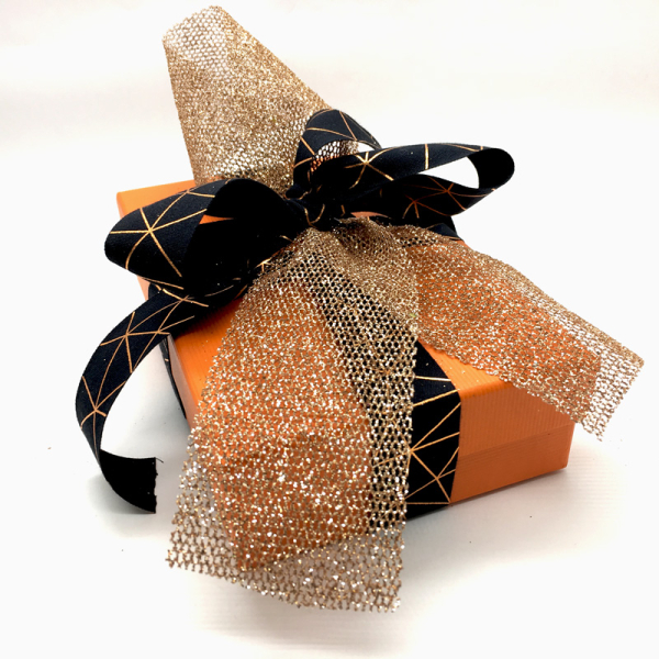 Geschenkband, Cadre, schwarz, Heißfoliendruck in Kupfer, style