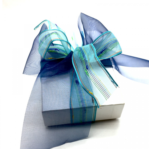 ribbon, transparent, 70mm, royal blue, style