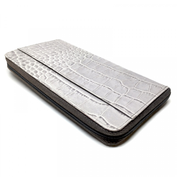 Trixi Gronau, Zipp Purse Fleur, Leather, Color grey, crocodile pattern