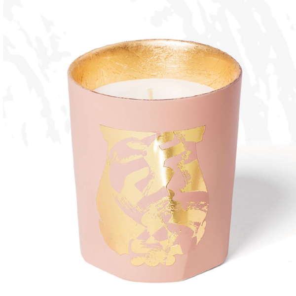 Cire Trudon, scented candle, in glass, Maitre TsengxTrudon SOUS UN CIEL DE PÉTALES  pink gold, front