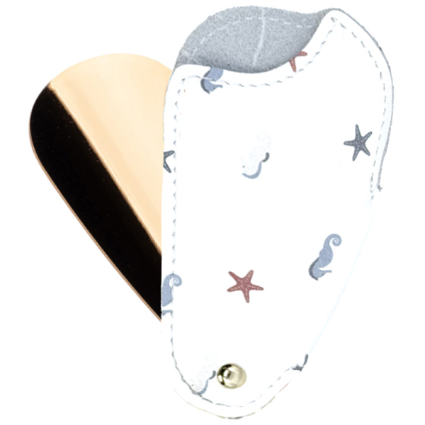 Utile4 Reise-Schuhanzieher  Seahorse Seepferdchen leder weiß print Seesterne