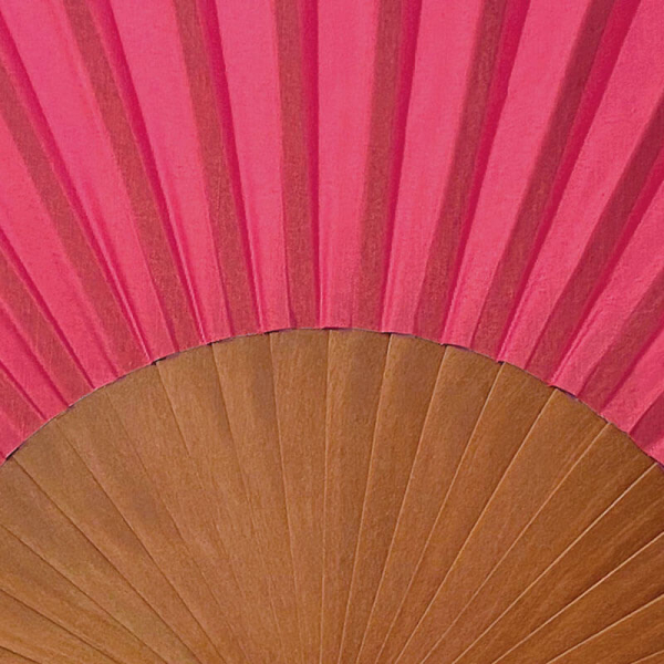 Vera Pilo Fächer MINI ECOLOLO, Holzrahmen braun, fuchsia, detail