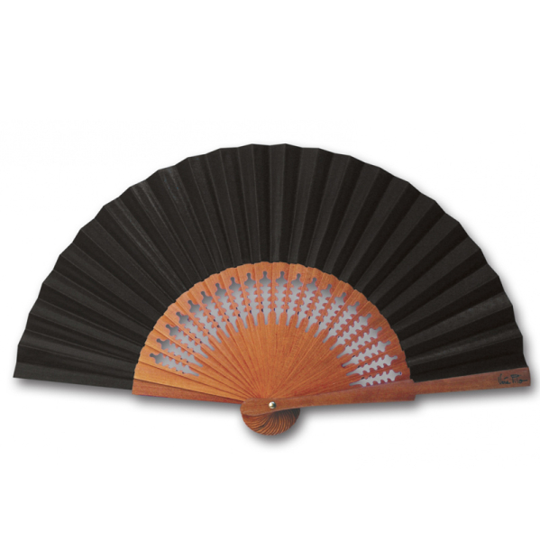 Vera Pilo, fan, Mini Gepetto noir, Wood stick, handmade,