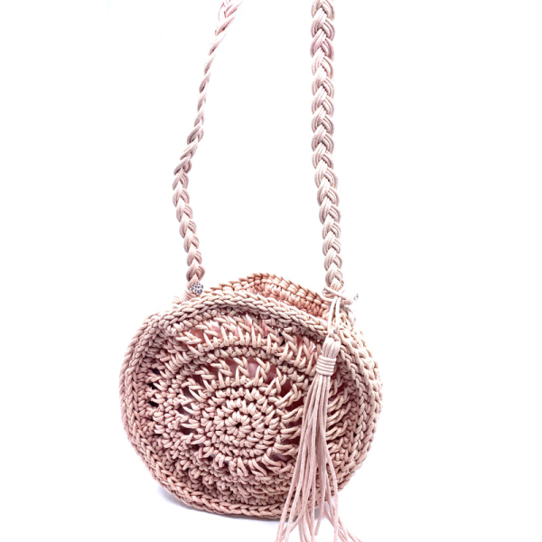 Crossbody Tasche Jayne powder, gehäckelt, seitlich