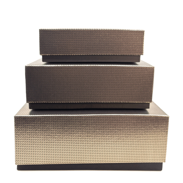 Geschenkbox Grid schwarz, Heißfolienprägung gold, Range