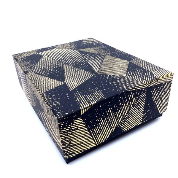 Geschenkbox Vance schwarz, Heißfolienprägung gold, top