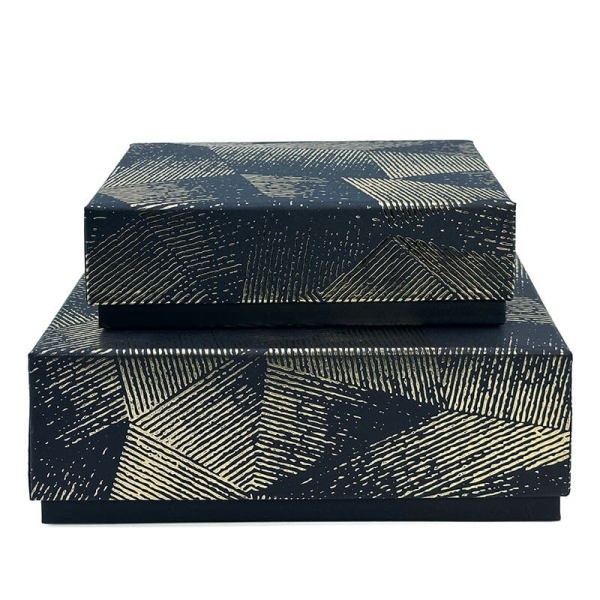 Geschenkbox Vance schwarz, Heißfolienprägung gold, Range