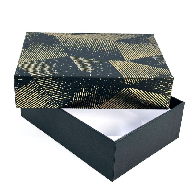 Geschenkbox Vance schwarz, Heißfolienprägung gold, offen