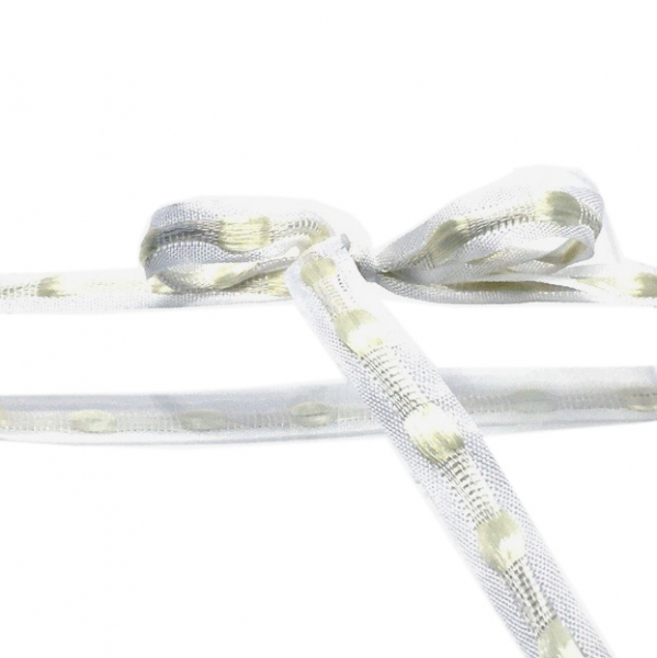 Geschenkband, Band, 10mm, creme/weiss, detail