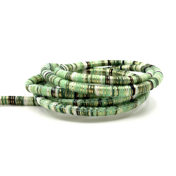 Gift ribbon, Colinto Korgel, nile green, black, white stripes, detail