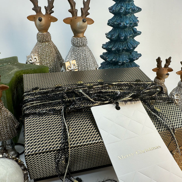 Gift ribbon, Reuse, black 4mm filigree style gift box