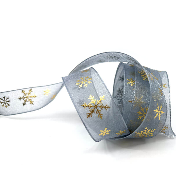 Gift ribbon, Snowin, sea blue with gold stars