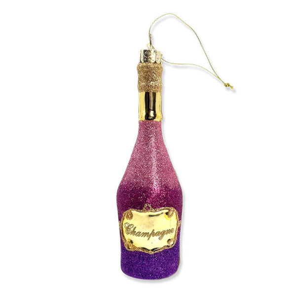 Vondels Christmas Dekoration Champagne bottle-pink-purple gradient gold accents