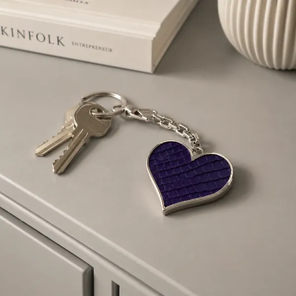 a cuckoo moment, key fob Heart, ptython leather purple , style