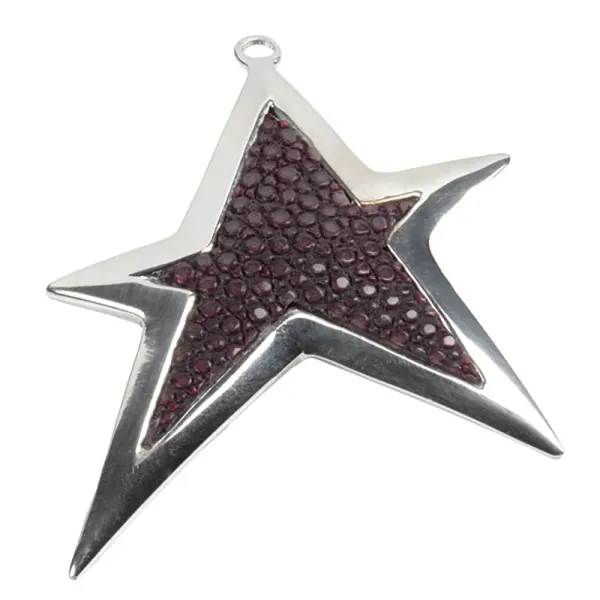a cuckoo Moment, pendants star, sterling silver, aubergine stingray