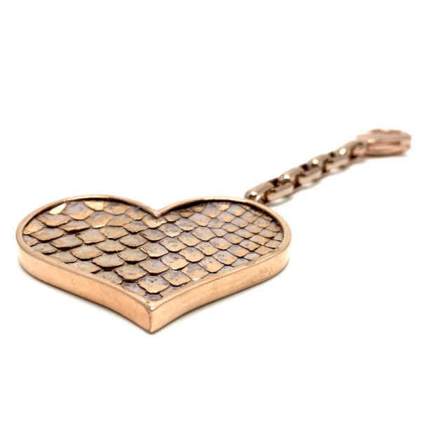 a cuckoo moment, key fob Heart, ptython leather rosegold , side