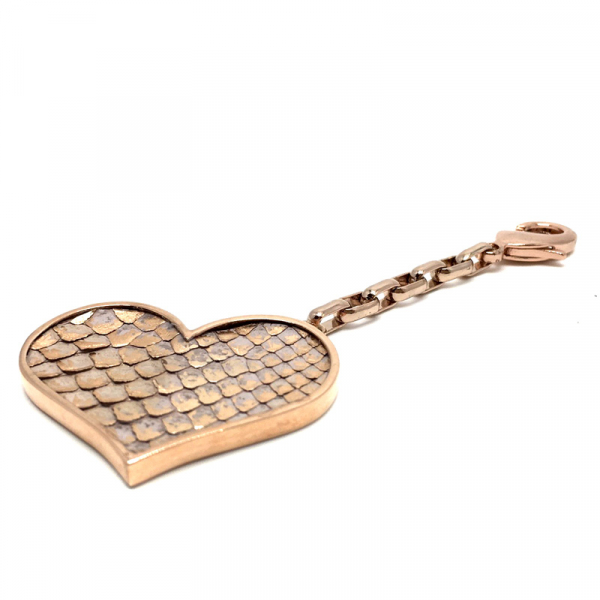 a cuckoo moment, key fob Heart, ptython leather rosegold