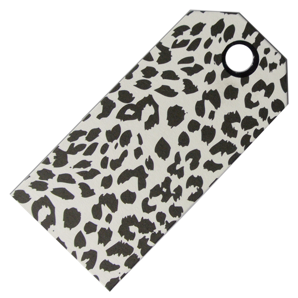 Gift Paper Tag white with print black motif leo