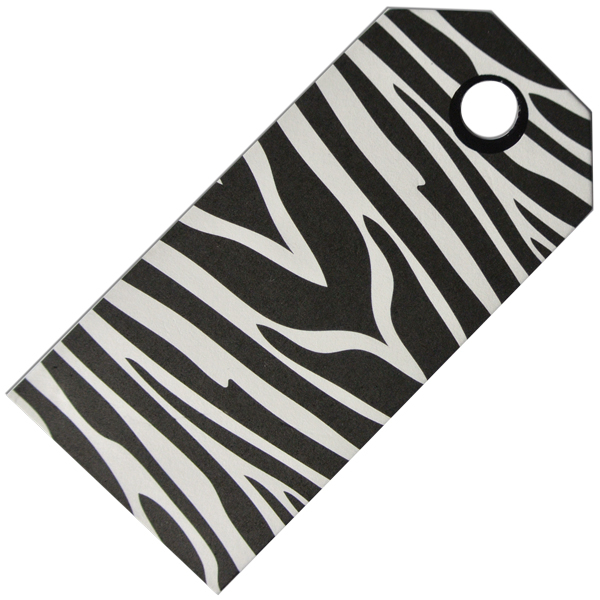 Gift Paper Tag white with print black motif zebra