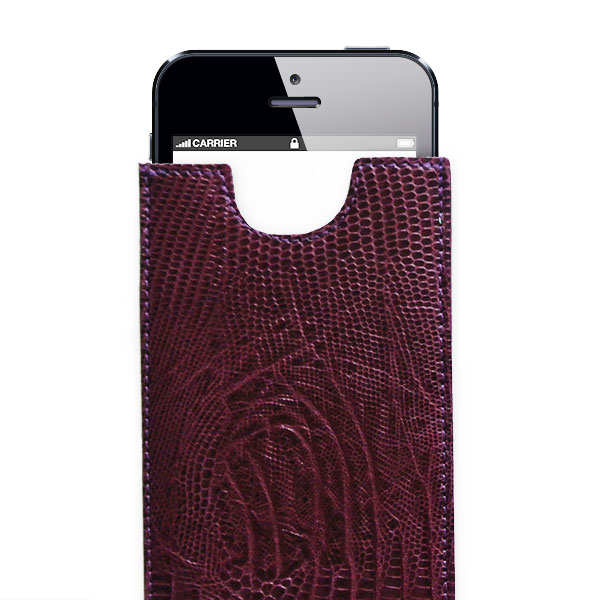 I Phone Case, lizard pattern vino, leather, Trixi Gronau, detail view