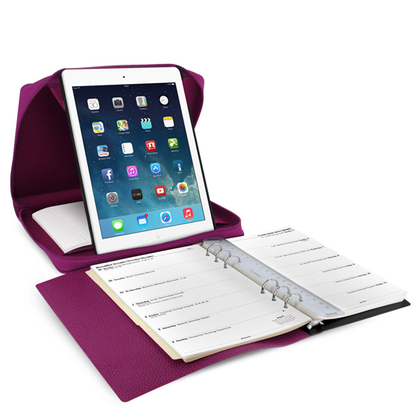 Finsbury iPad Air Organizer, leather, rasberry, open, open