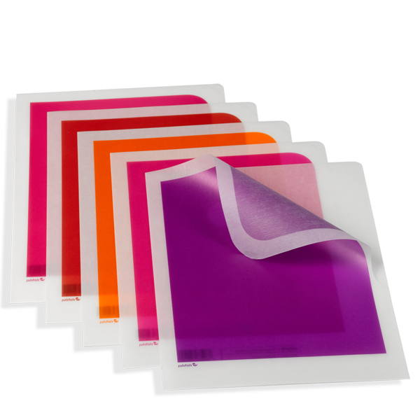 Julifoli document holder A4 5 colors, purple, rubin, orange, red, pink