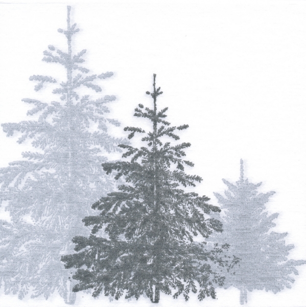 Paviot white Servietten printed mit grey trees,